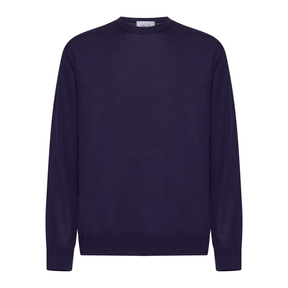 D4.0 Men's Purple Round-Neck Knitwear, S, Crewneck Jumper