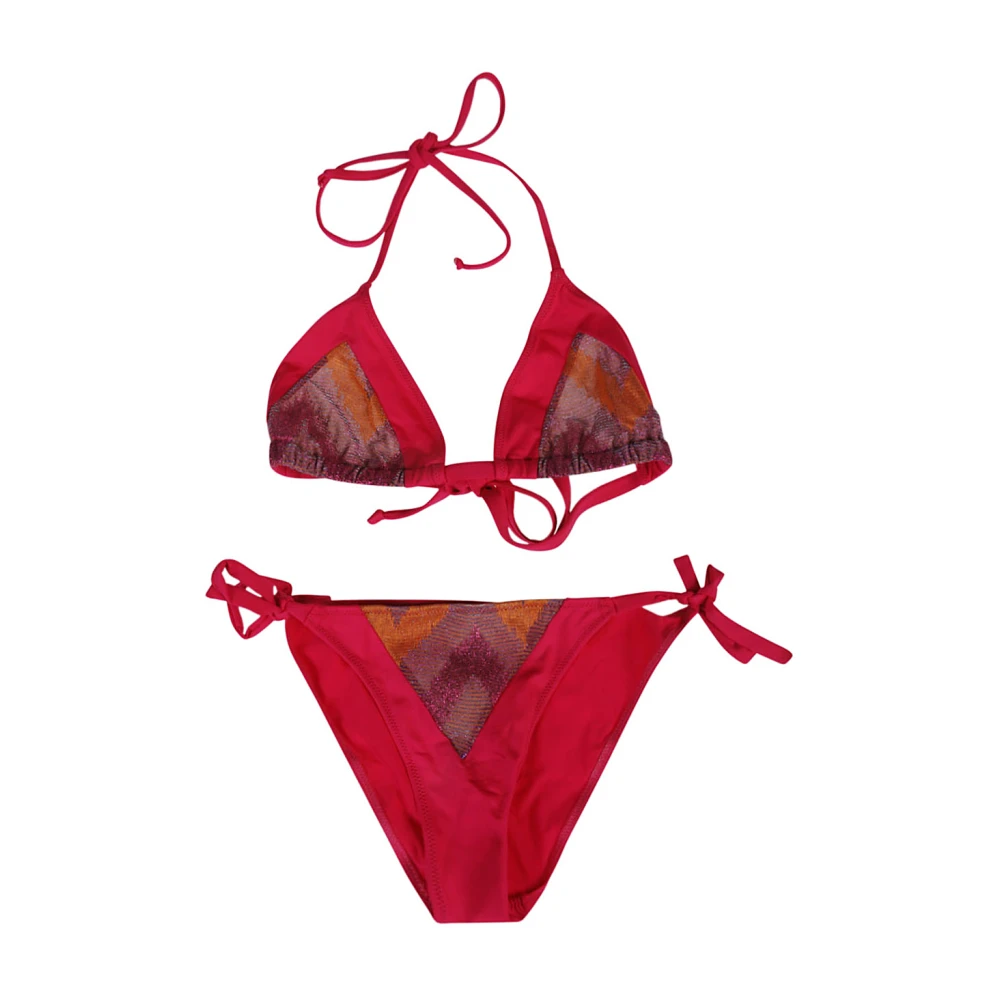 Feel me Fab Gedrukte driehoekige bikini set Pink Dames