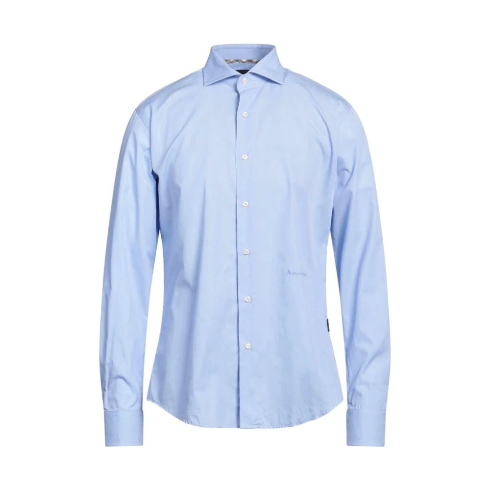 Aquascutum Katoenen overhemd met geborduurd logo Blue Heren
