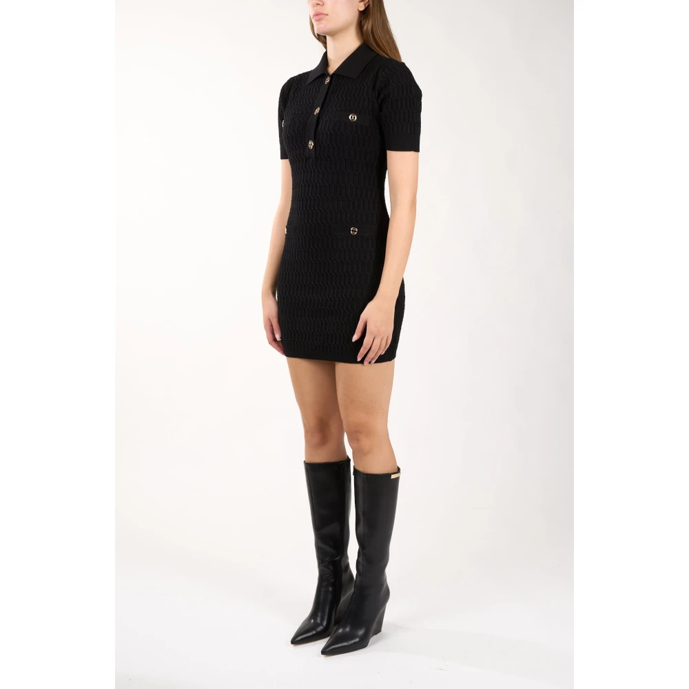 Twinset Mini gebreide jurk met knoopdetails Black Dames