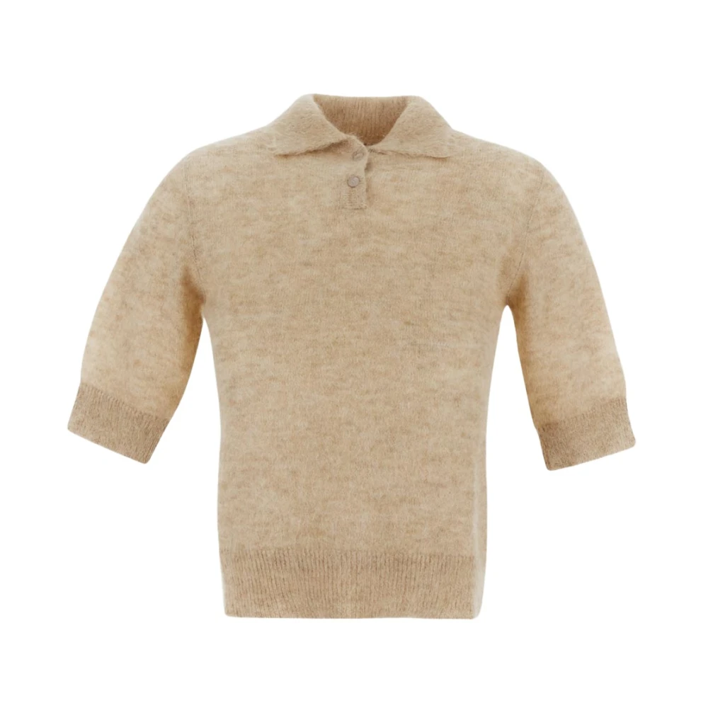 Lardini Alpaca Gebreide Polo Beige Dames