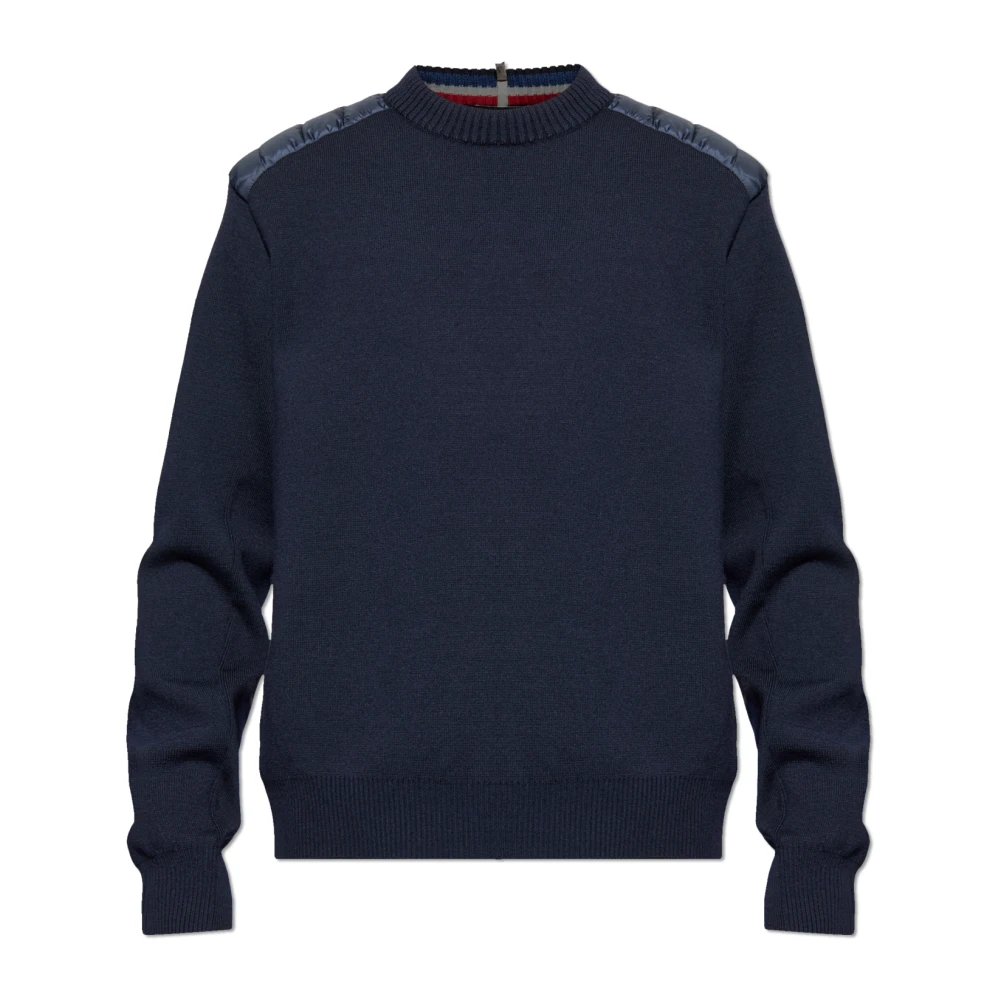 Moncler , Round-Neck Knitwear, Male, Blue, S, Apres-Ski Jumper