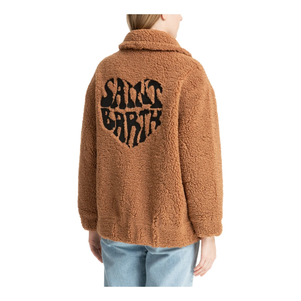 MC2 Saint Barth Drukknoopjes Effen Logo Jas Brown Dames