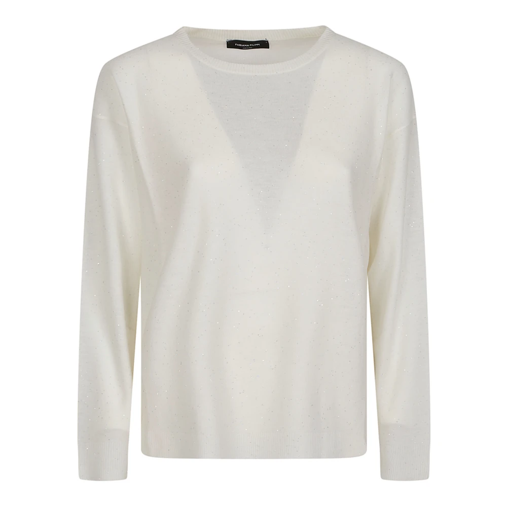 Fabiana Filippi , Round-Neck Knitwear, Female, White, 2XS, Round Neck Jumper