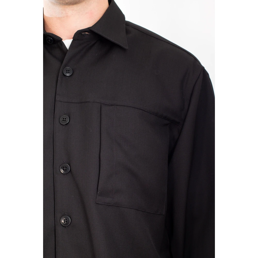 Costumein Verfijnde wollen overshirt in Etienne stijl Black Heren
