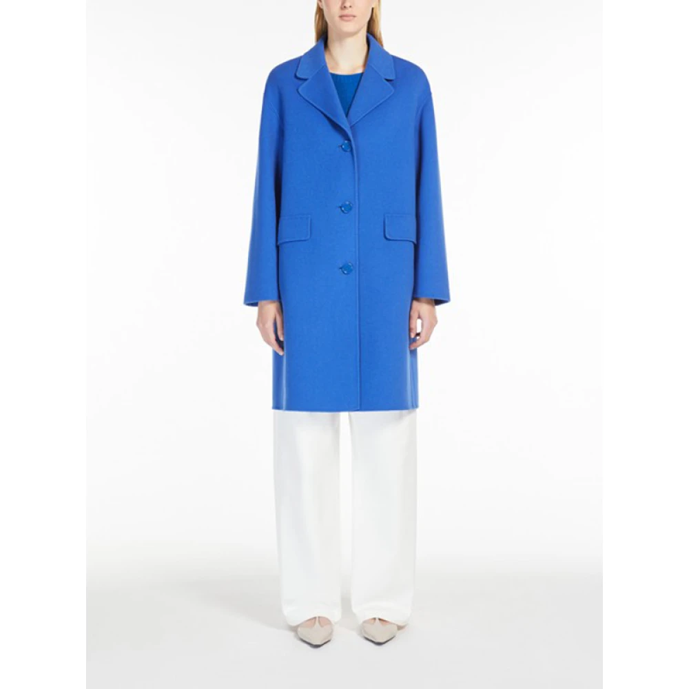 Max Mara Wollen Cocoonjas Blue Dames