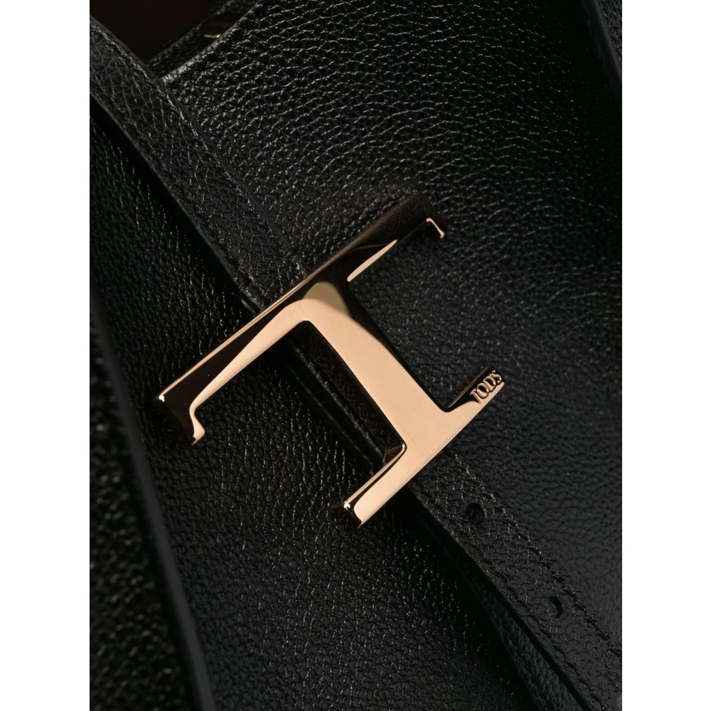 TOD'S Gestructureerde Zwarte Leren Tote Tas Black Dames
