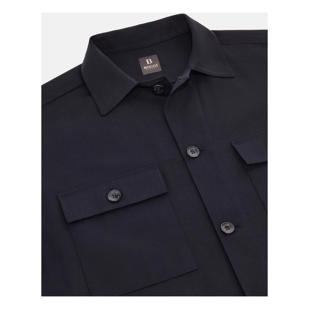 Boggi Milano Katoenen Overshirt Blue Heren