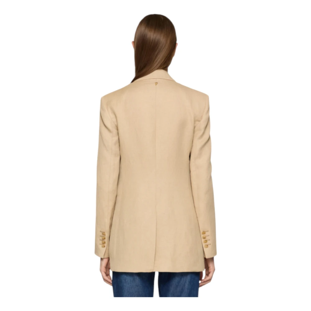 Dondup Tie-Dyed Linnen Blend Blazer Beige Dames