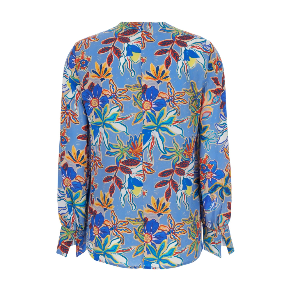 Momoni Blauwe Bloemen Zijden Blouse Vrouw Multicolor Dames