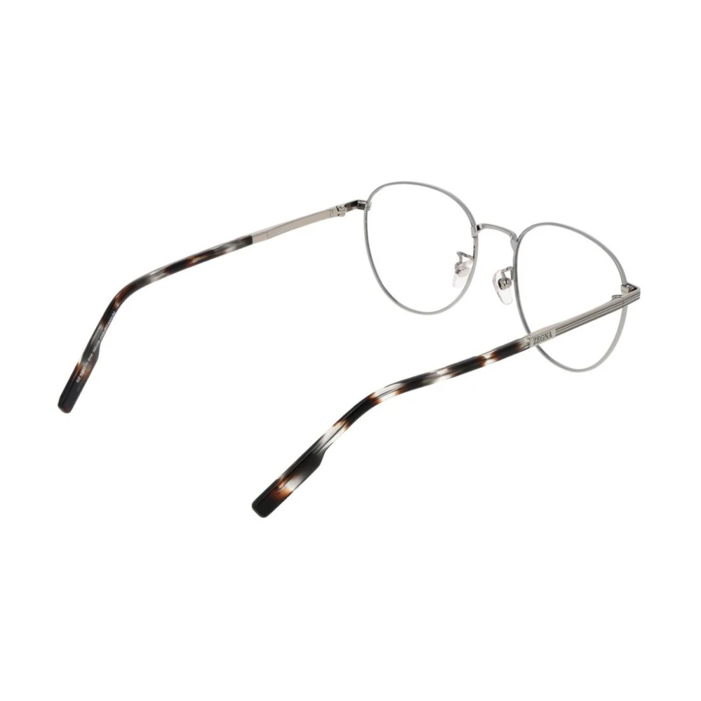 Ermenegildo Zegna Grijze Ronde Titanium Optische Monturen Gray Heren