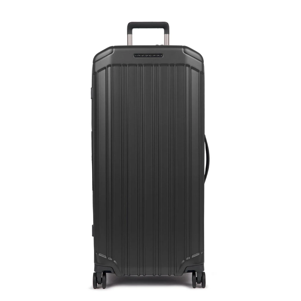Piquadro Unisex Black Hardside 4 Wheel Suitcase In Trunk Shape