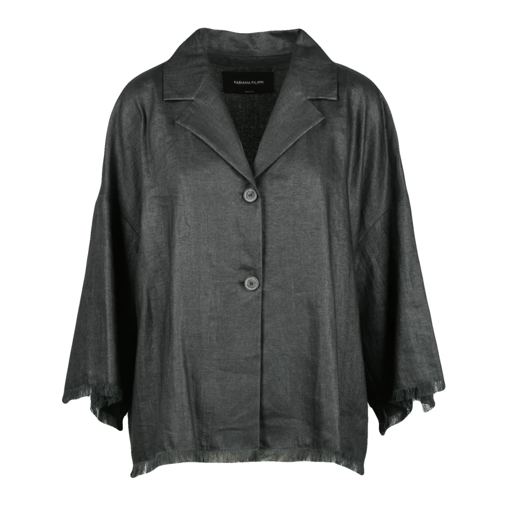 Fabiana Filippi Linnen Blend Jas Green Dames