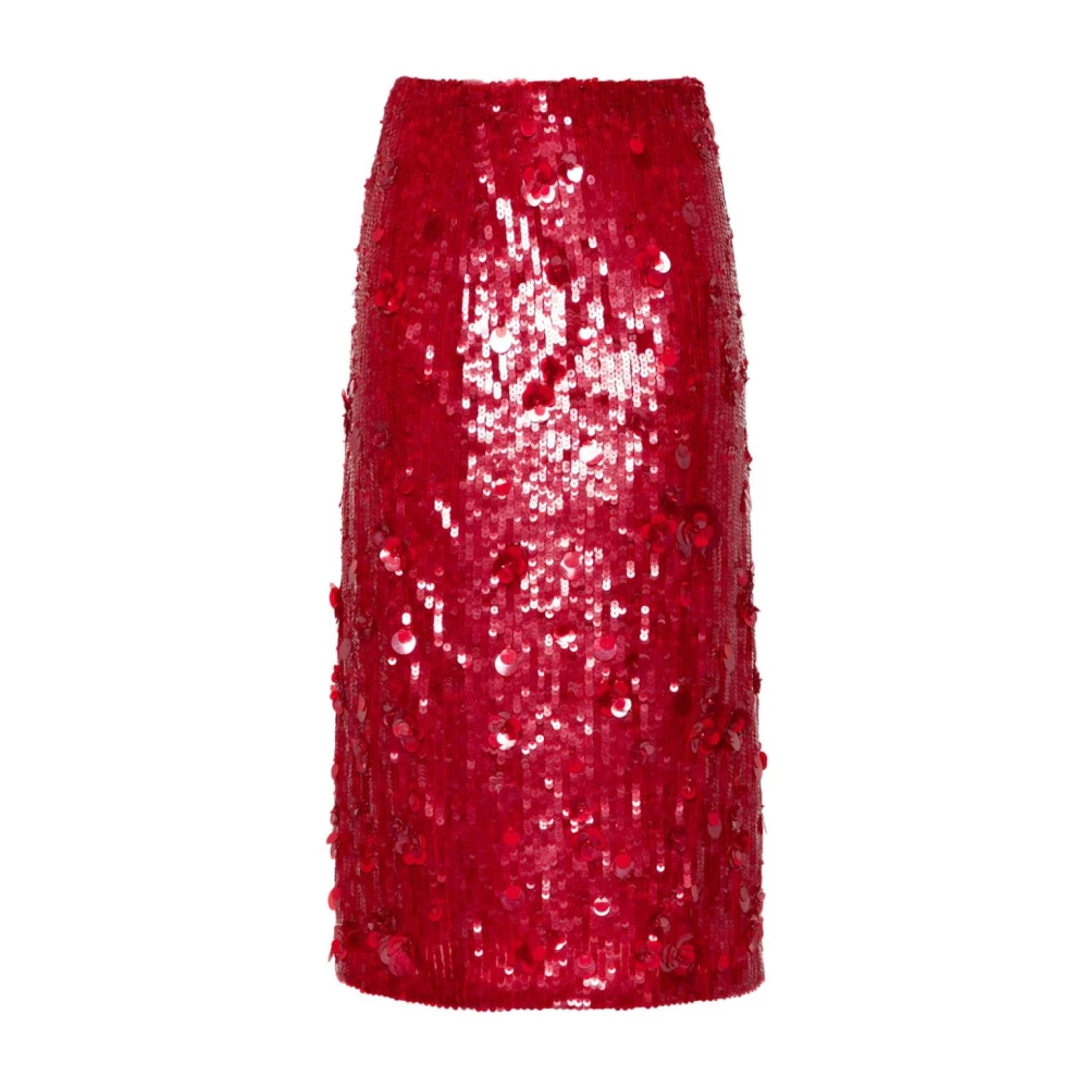 P.a.r.o.s.h. Rode Bloemen Pailletten Potlood Rok Red Dames