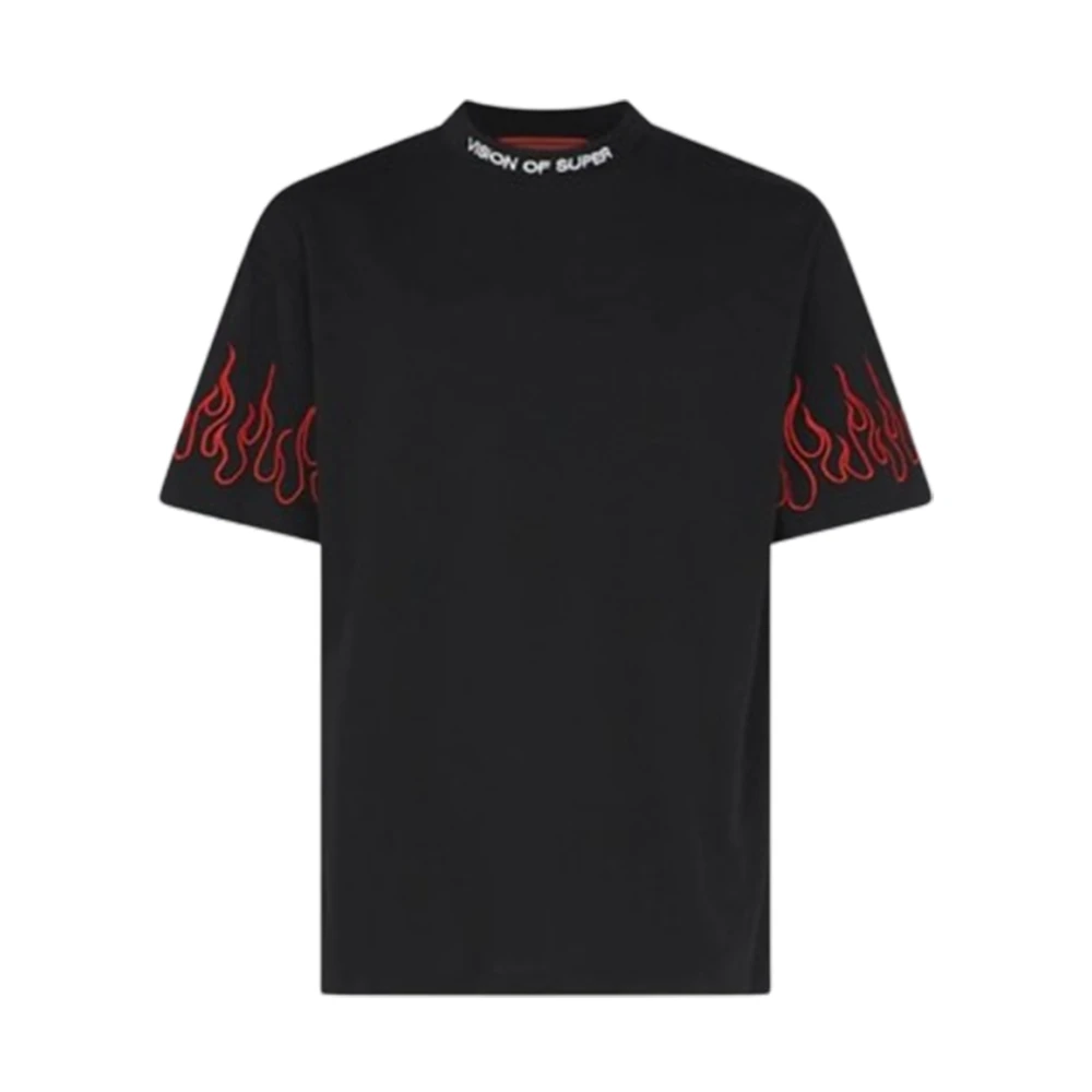Vision OF Super Zwart T-shirt met rode vlammen Black Heren