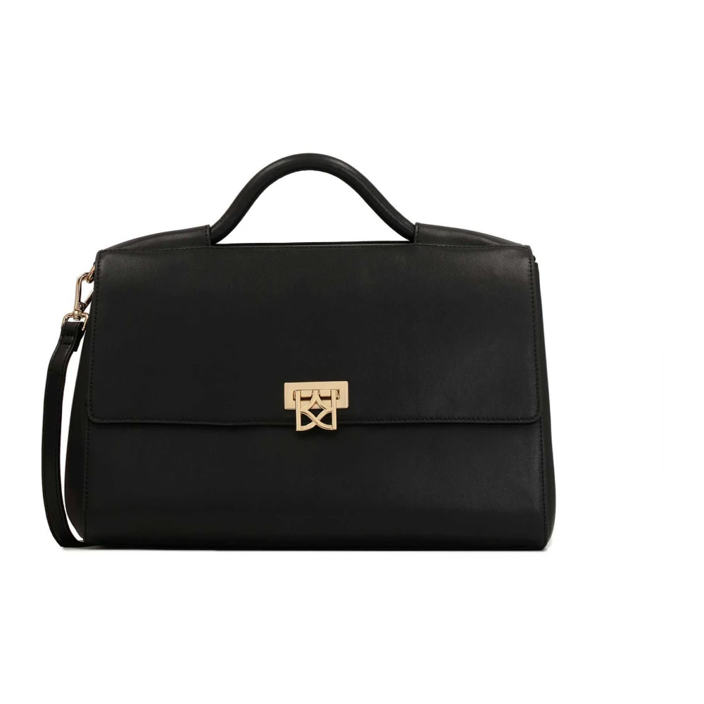 Kazar Grote leren handtas met moderne retrostijl Black Dames