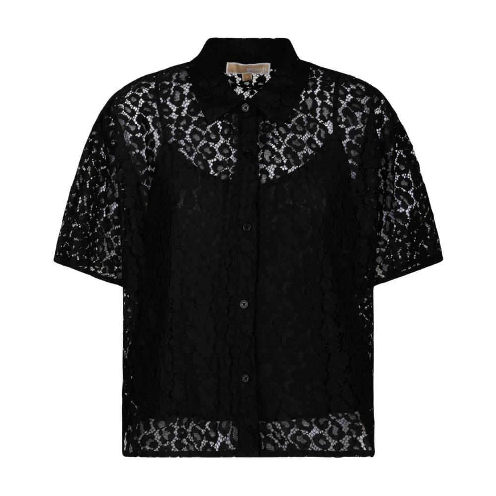 Michael Kors Zwarte blouse met gecord koord Black Dames