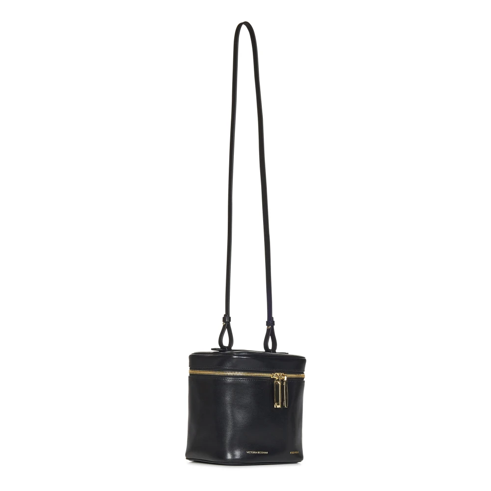 Victoria Beckham Zwarte leren schoudertas met gouden details Black Dames