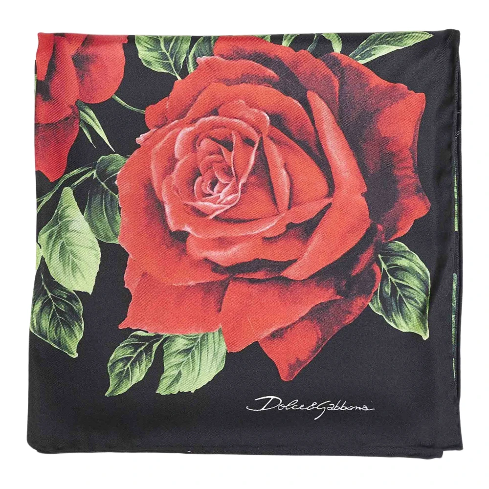 Dolce & Gabbana Rose Bouquet-Print Silk Twill Scarf - Female - Silk Scarves - Multicolor - One Size - Accessories