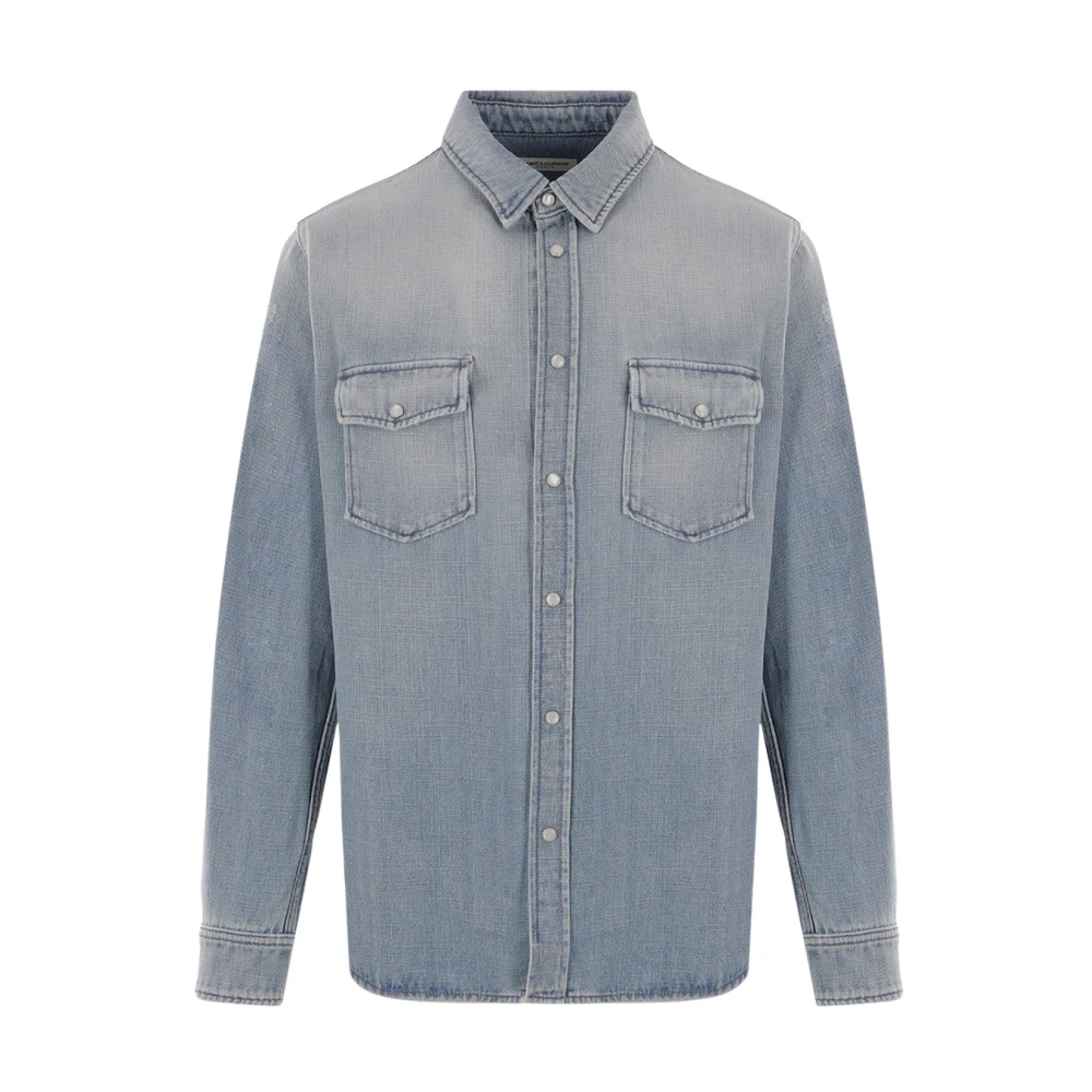 Saint Laurent Denim Overhemd Blue Heren