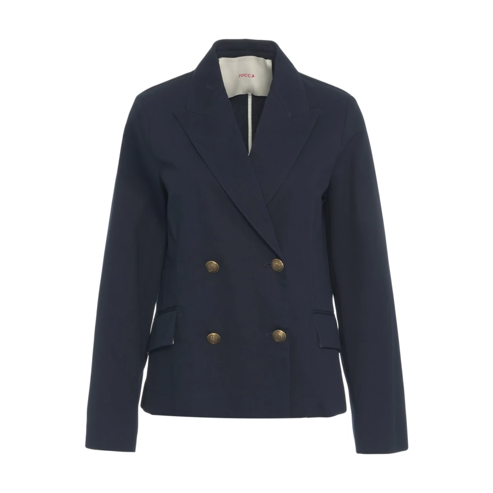 Jucca Blauwe Denim Double-Breasted Blazer Blue Dames