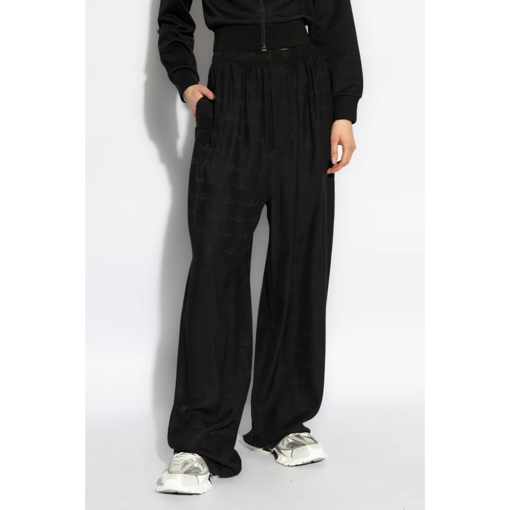 Balenciaga Loszittende zijden broek Black Dames