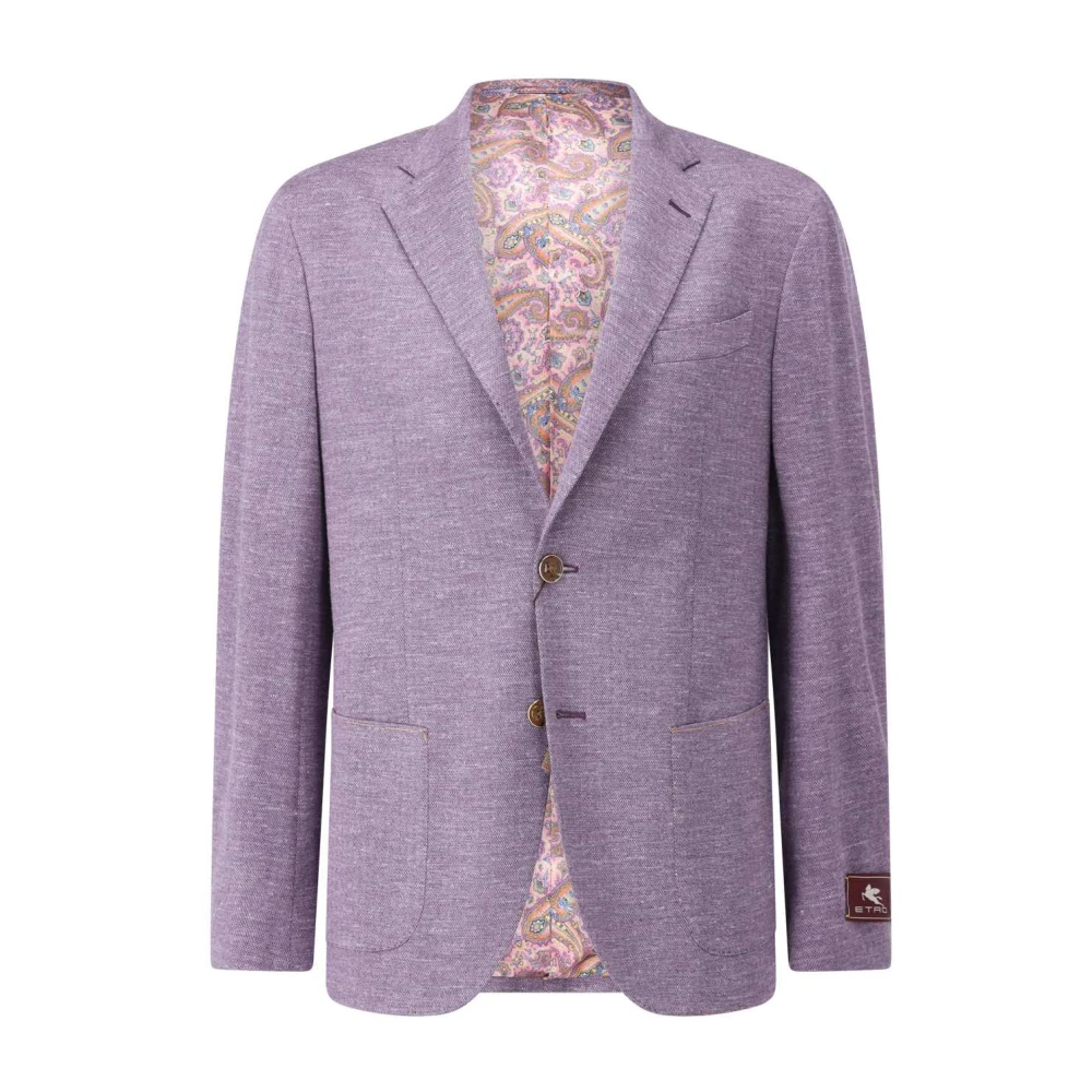 ETRO Klassieke Wollen-Zijde Mix Jas Purple Heren