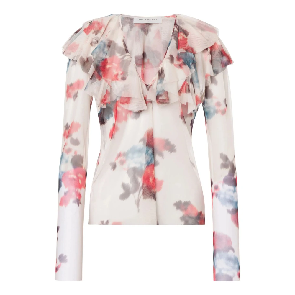 Philosophy di Lorenzo Serafini Beige Bloemenprint Gerimpelde Top Multicolor Dames