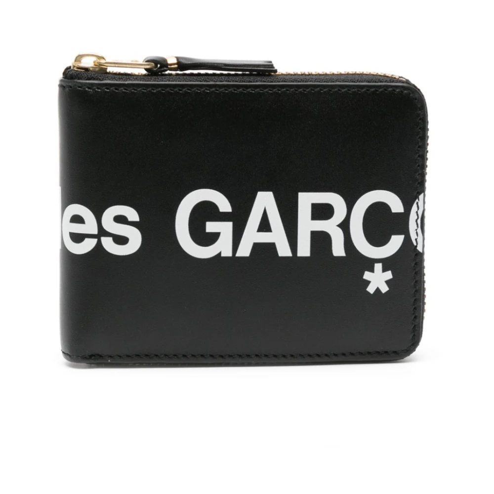 Comme des Garçons Logo Print Leren Portemonnee Zwart Black Heren