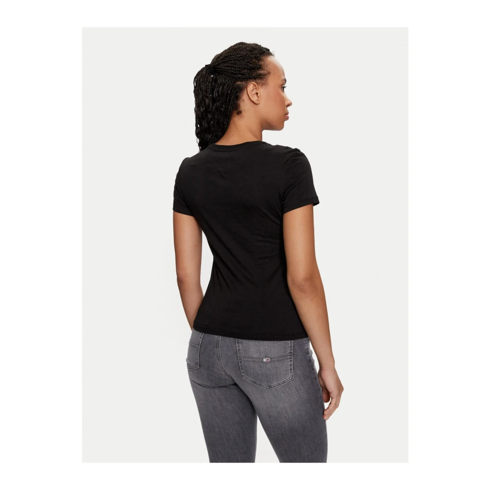 Tommy Jeans Slim Fit Logo Print T-Shirt Black Dames
