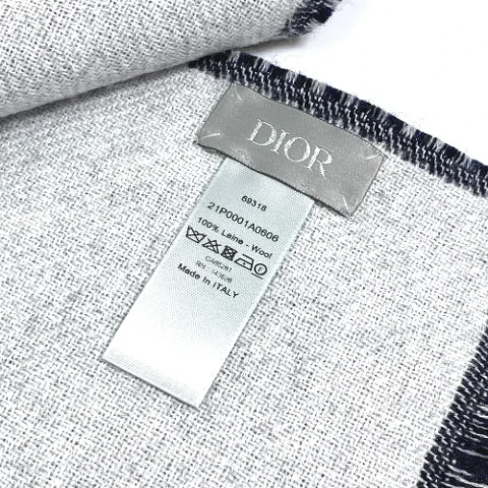 Dior Vintage Pre-owned Wool scarves Blue Dames