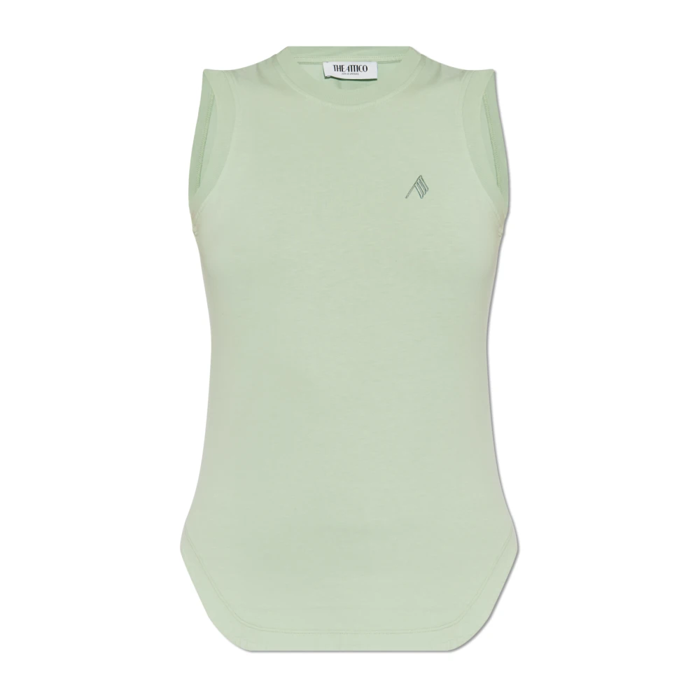 The Attico Groene Tanktop Stijlvol Katoen Logo Green Dames
