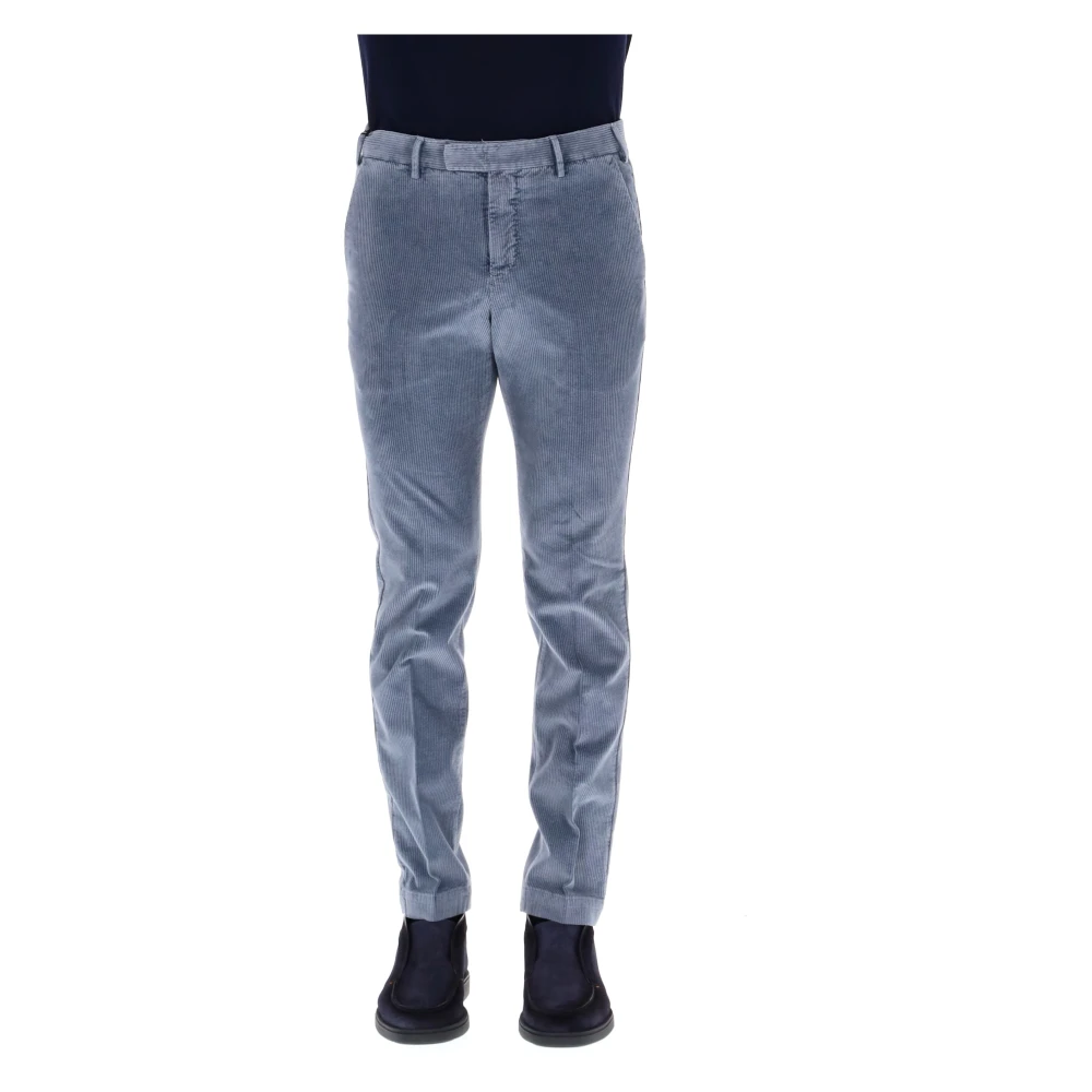 PT Torino Heldere Blauwe Fluwelen Ribfluwelen Broek Blue Heren