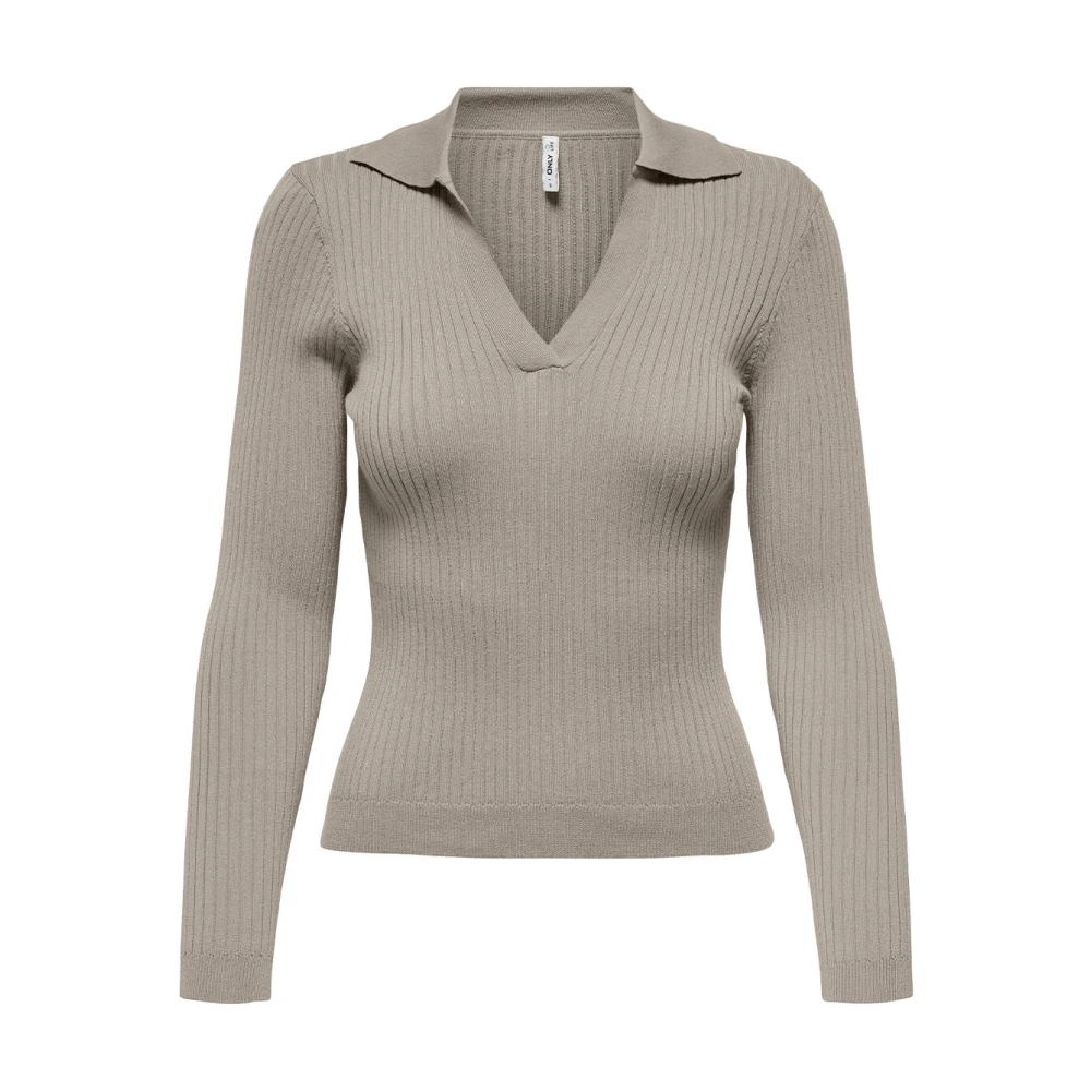 Only Life Polo Pullover Gebreid Gray Dames