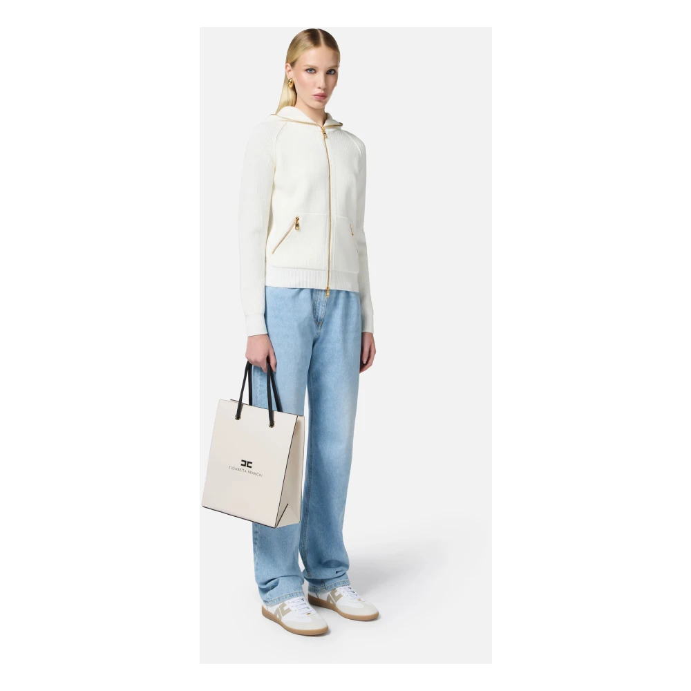 Elisabetta Franchi Hoodie met ritssluiting Beige Dames