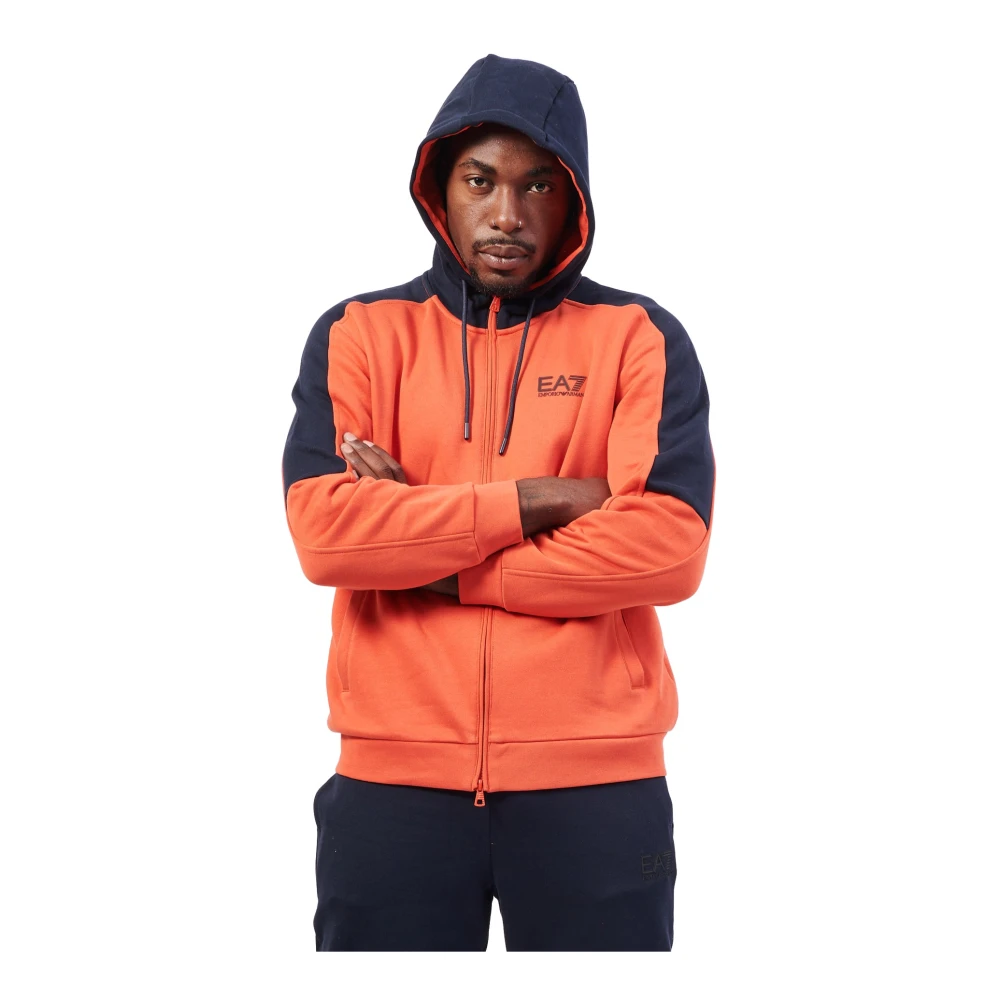 Emporio Armani EA7 Sportieve Hoodie en Joggingbroek Set Orange Heren