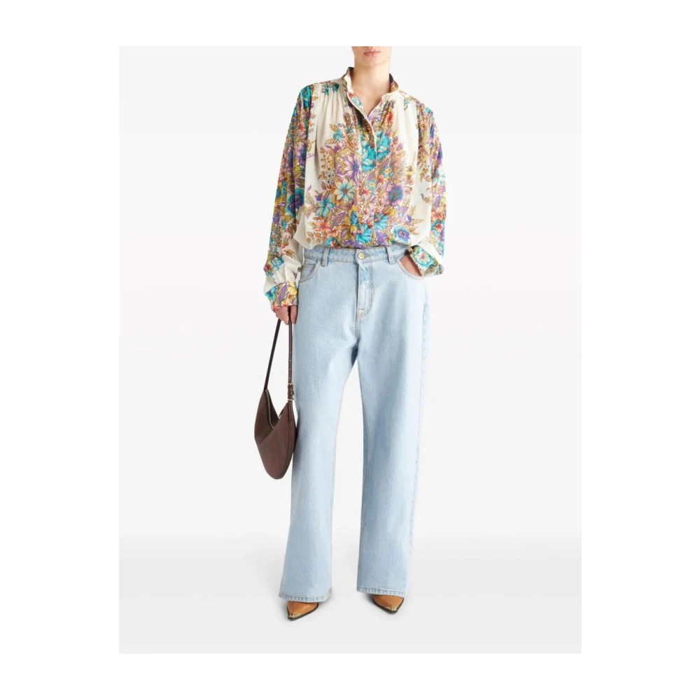 ETRO Witte Bloemen Blouse Multicolor Dames