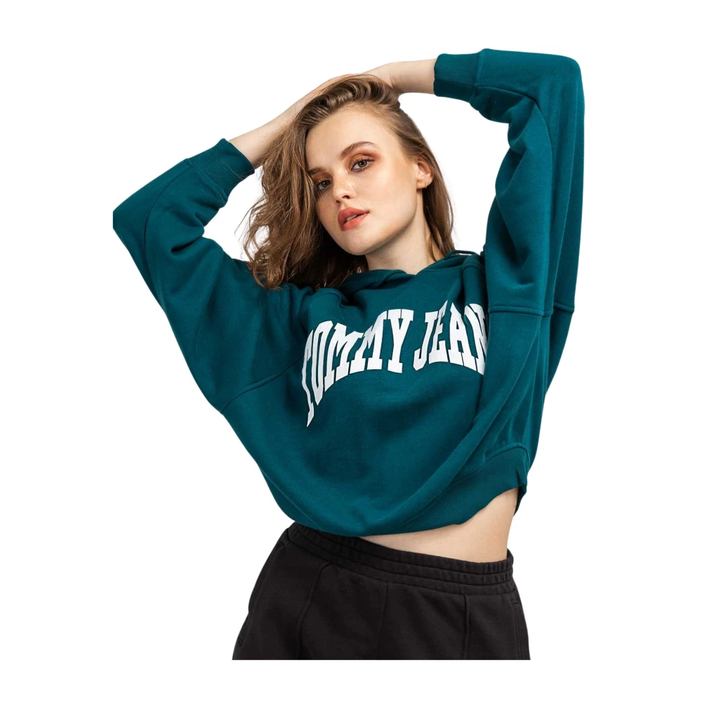 Tommy Hilfiger Losse Groene Sweatshirt Tommy Jeans Collectie Green Dames