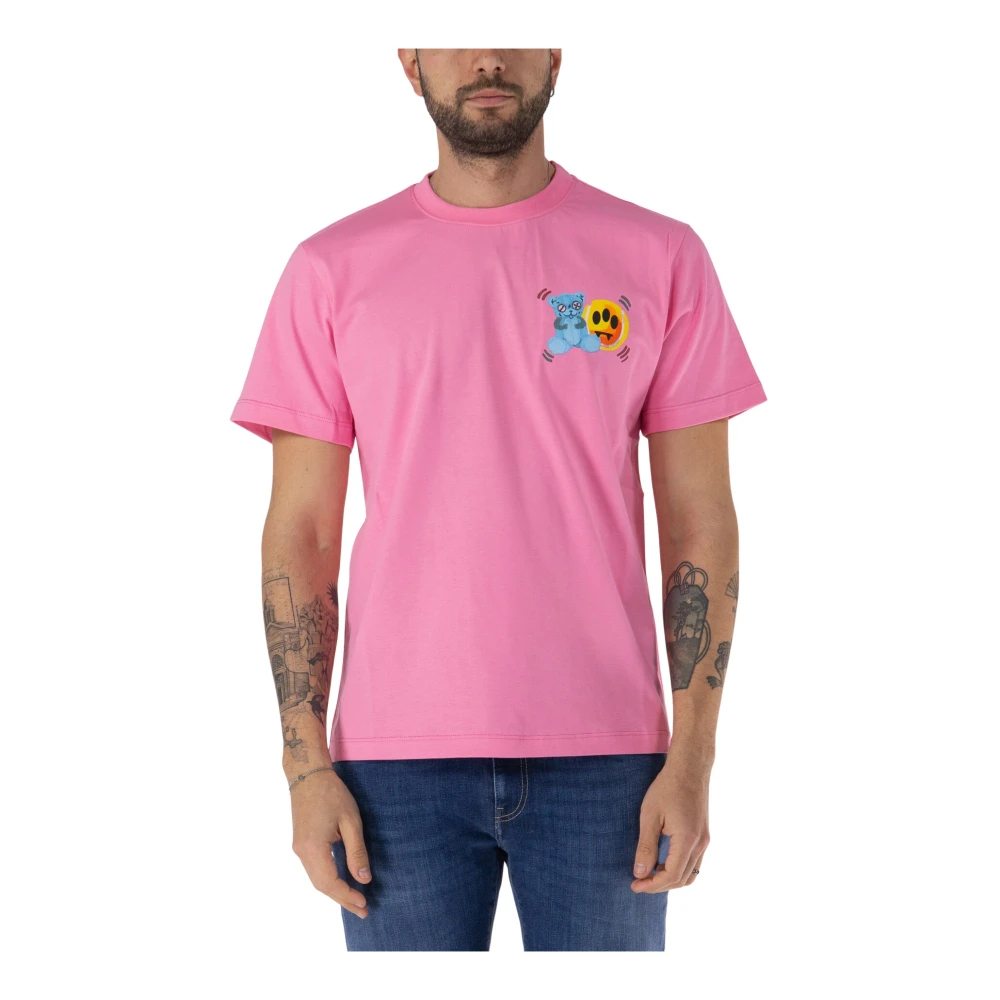 Barrow Logo Unisex T-shirt met Ronde Hals Pink Heren