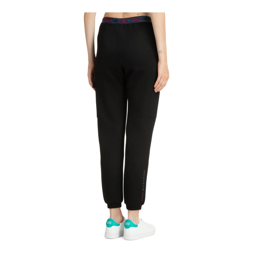 Emporio Armani EA7 Elastische Taille Logo Sweatpants Black Dames