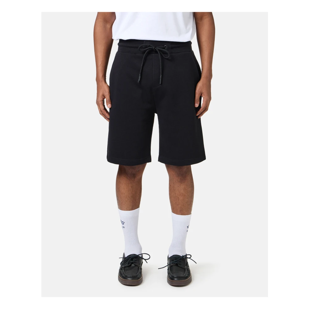 Iceberg Slim fit zwarte Bermuda shorts van katoenfleece met geborduurd embleem Black Heren