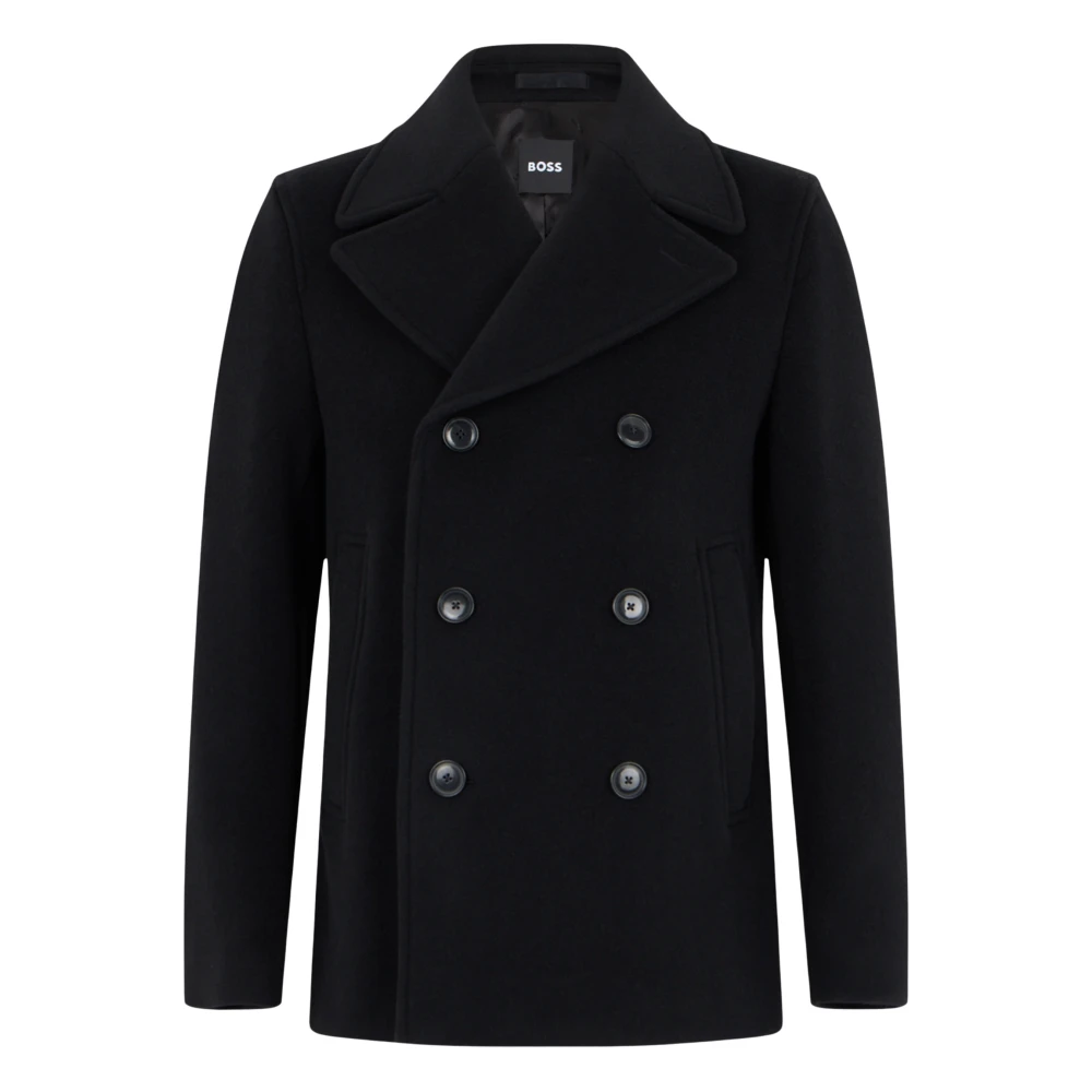 Boss Men's Hyde Peacoat 264 Black Wool Slim-Fit - Black 001 - X Large - Image 2