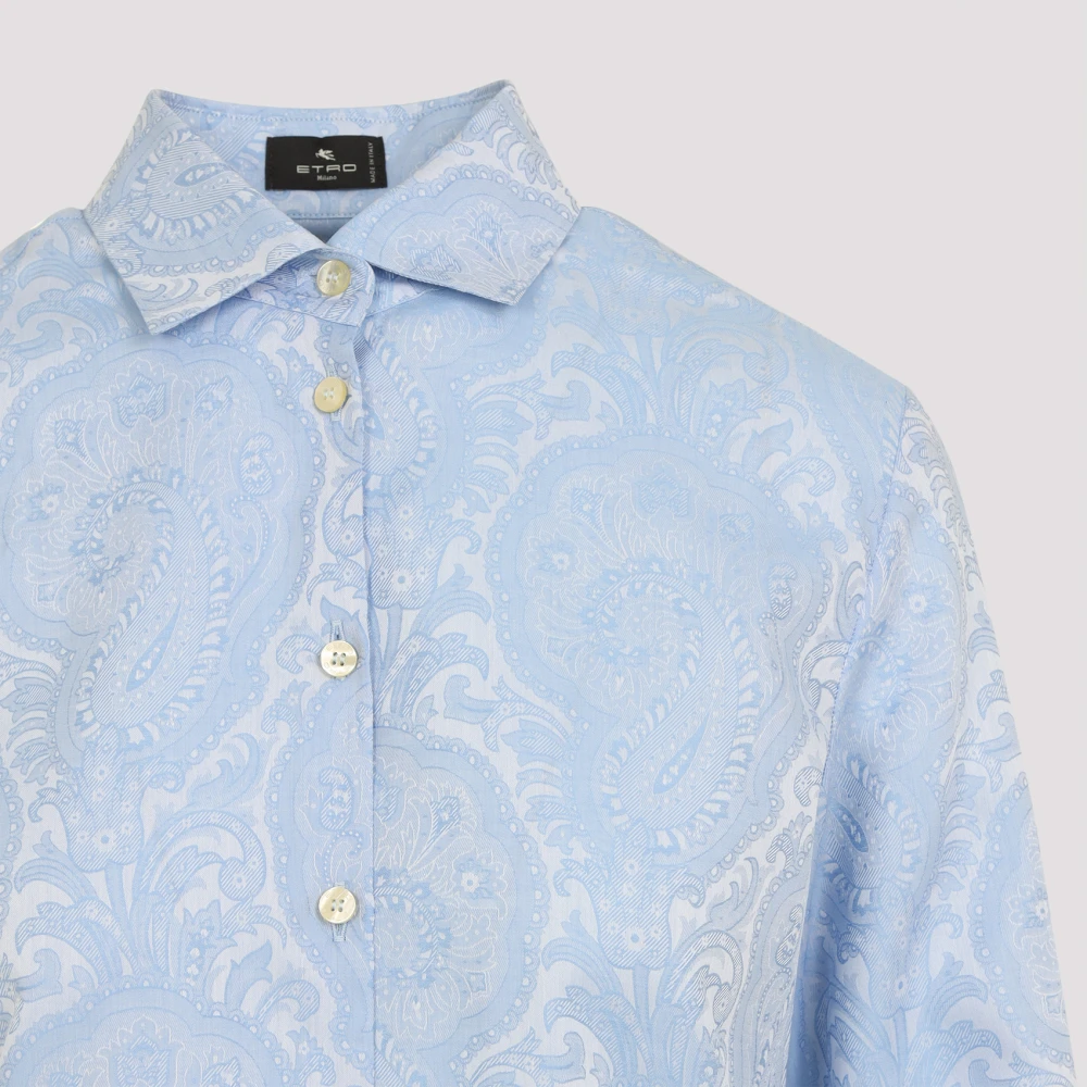 ETRO Lichtblauwe Jacquard Overhemd Blue Dames