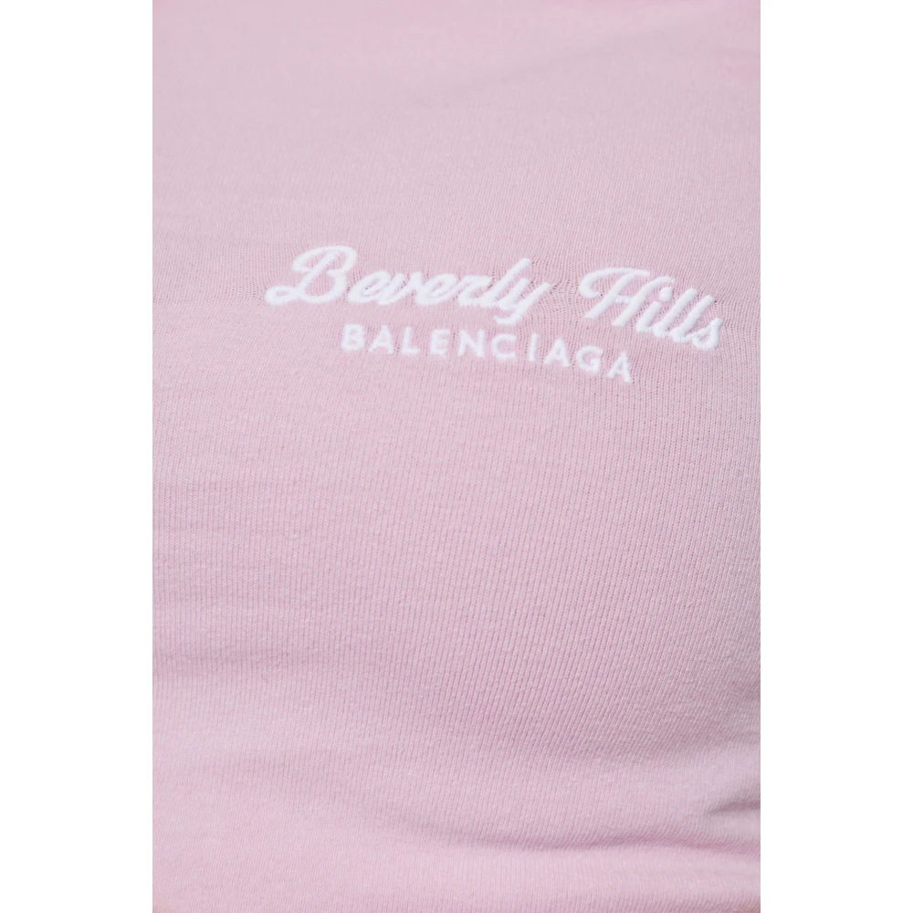 Balenciaga T-shirt met geborduurd logo Pink Dames