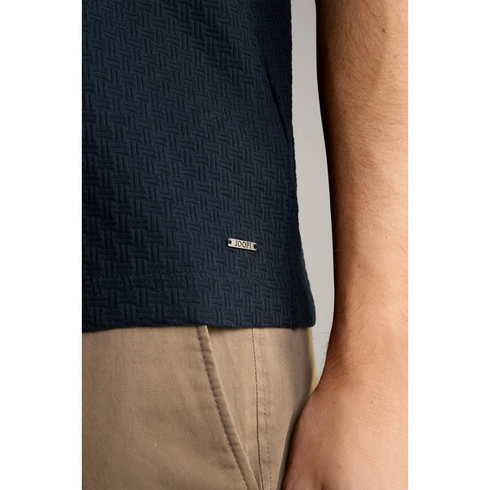 Joop! Donkerblauw katoenen poloshirt met textuurpatroon Blue Heren