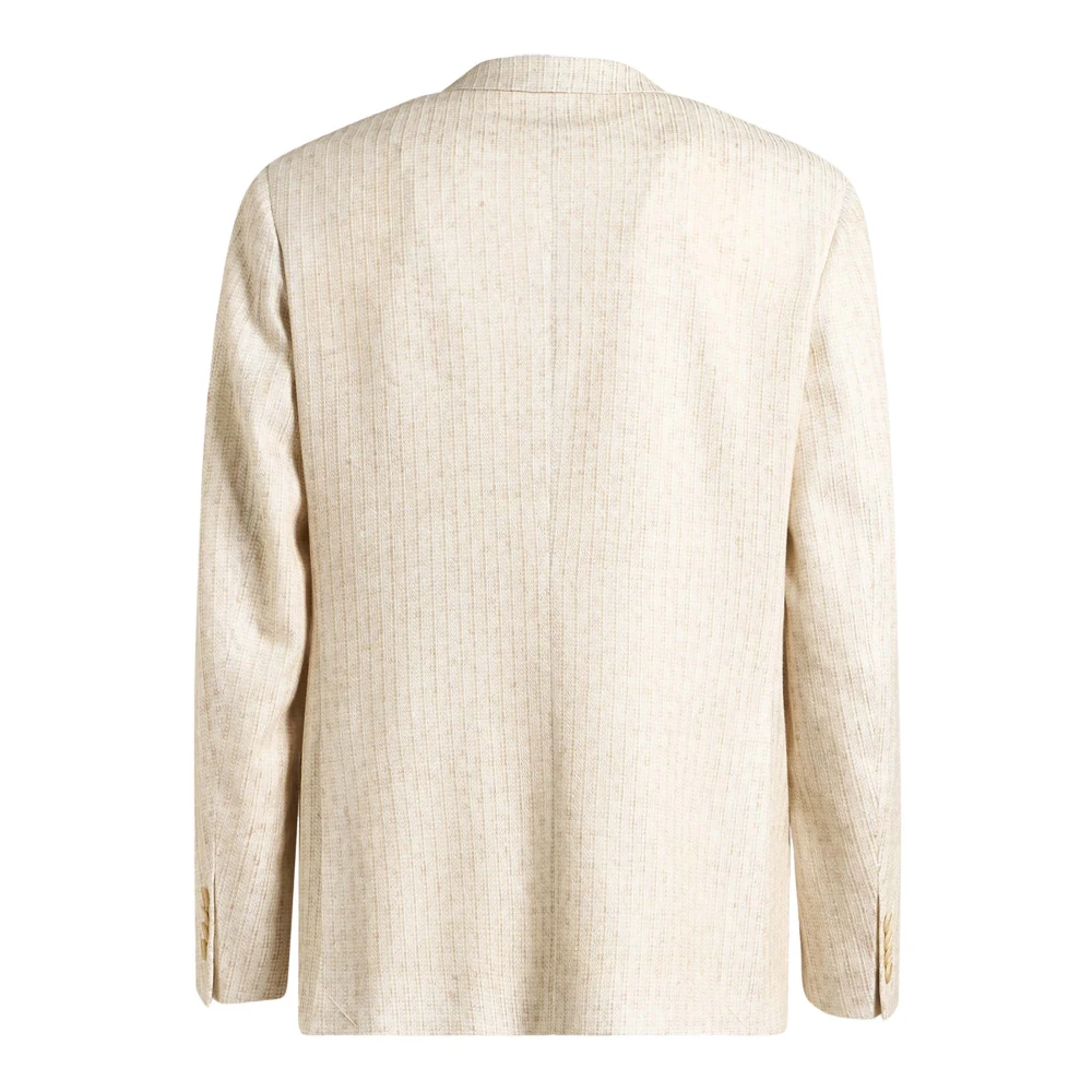 ETRO Witte Single-Breasted Jas Micro-Gestreept Beige Heren