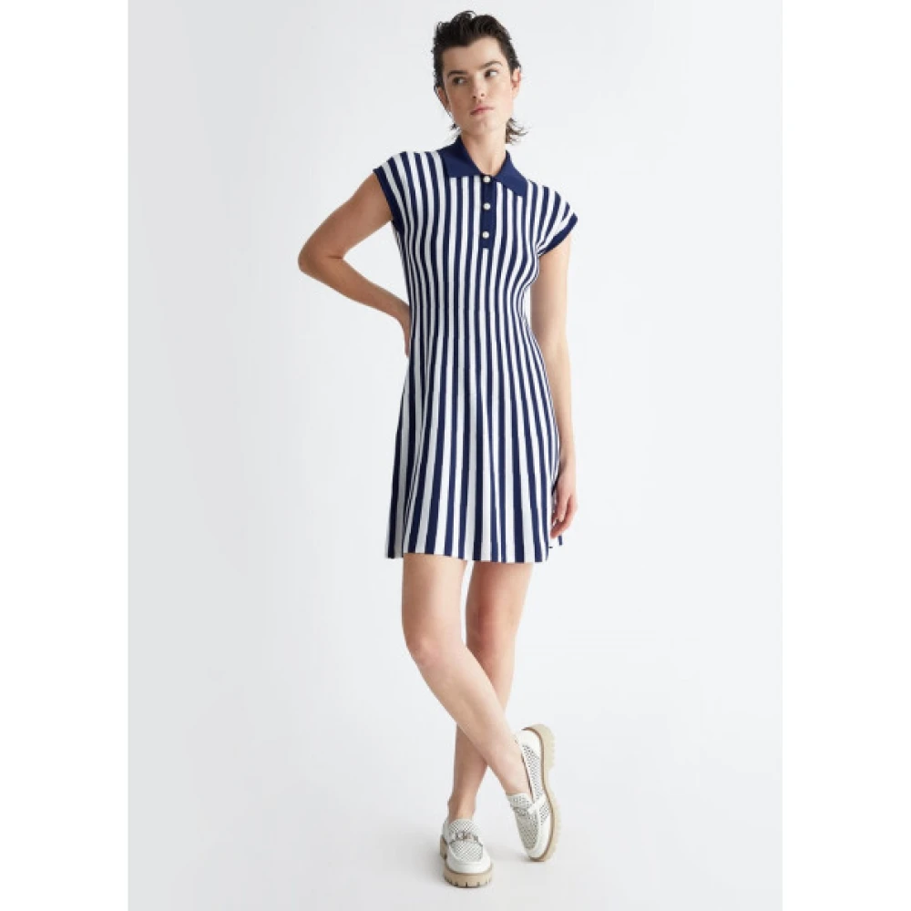 Liu Jo Gestreepte Wijdvallende Jurk Blue Dames