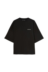 Czarne T-shirty i Pola Crewneck z Haftowanym Logo