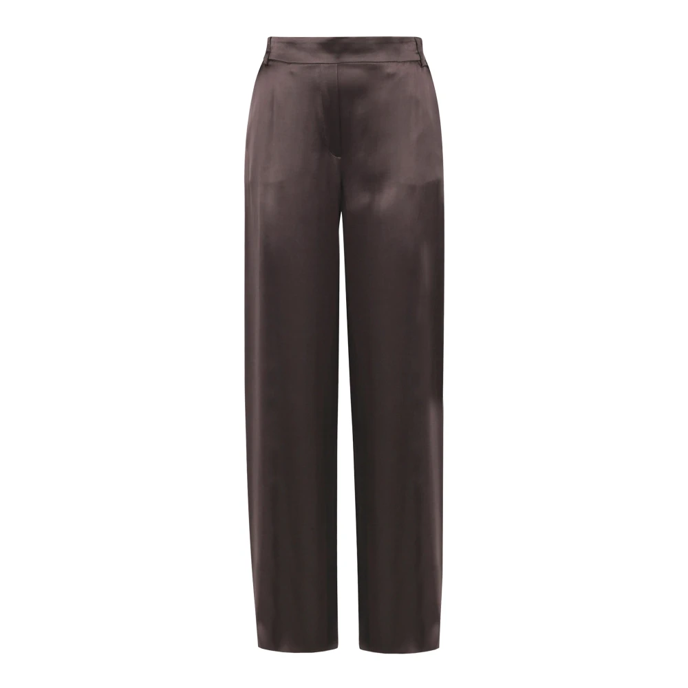 Maliparmi Wijde satijnen broek met elastische taille Brown Dames