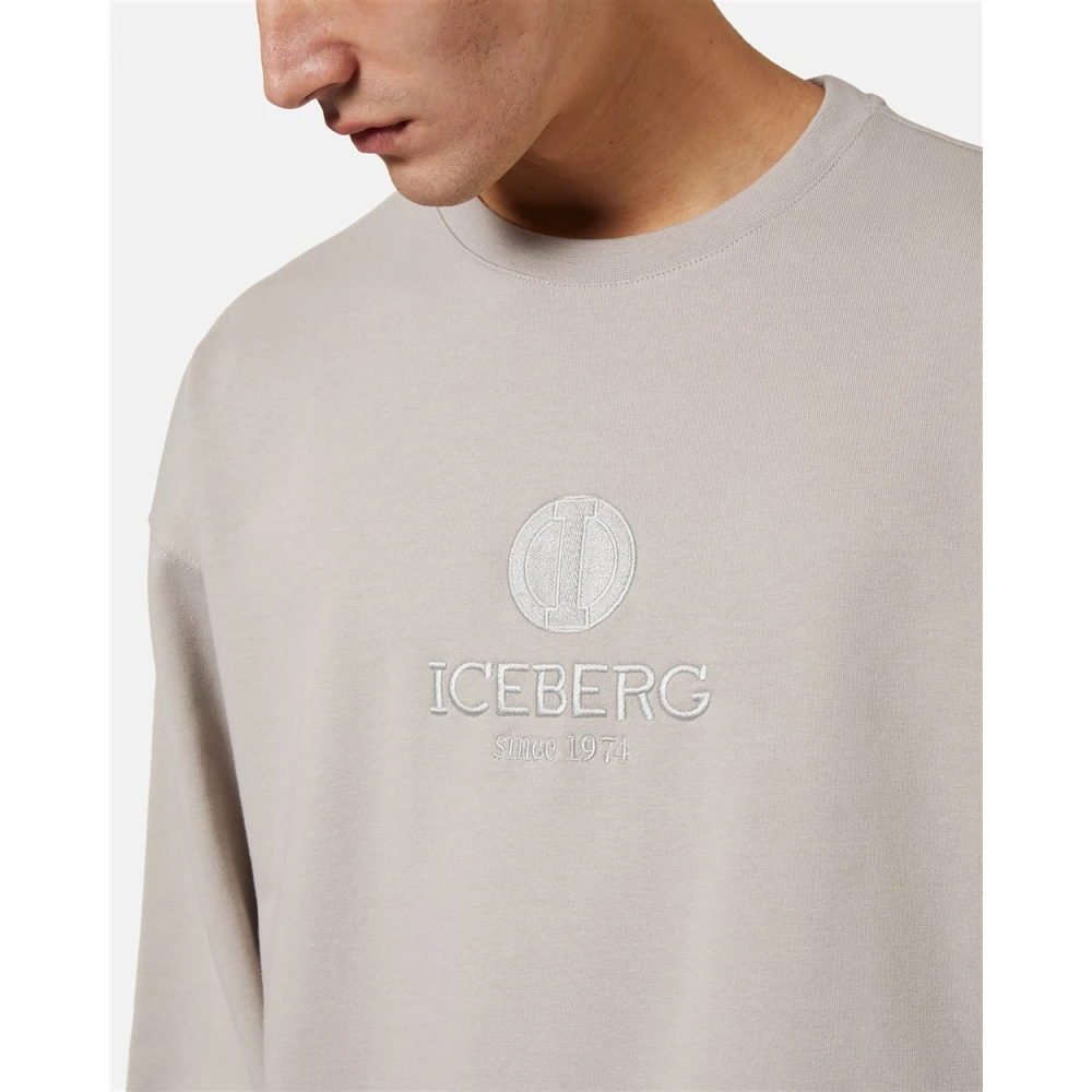 Iceberg Grijze Sweatshirt met Logo Beige Heren